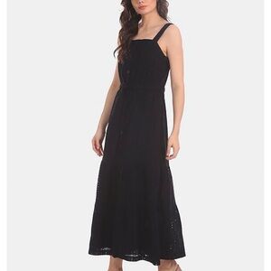 GAP Black Sleeveless Eyelet Lace Maxi Dress